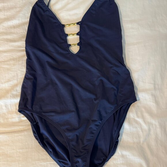 Bleu Rod Beattie Navy One-Piece Swimsuit – Low Back – Size 14 - Picture 8 of 8